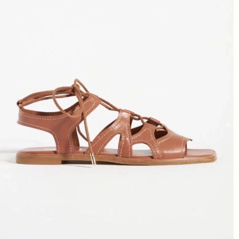 NWT Anthropologie.  BROWN  Silent D Gladiator Satelli Tie-Up Sandals  39